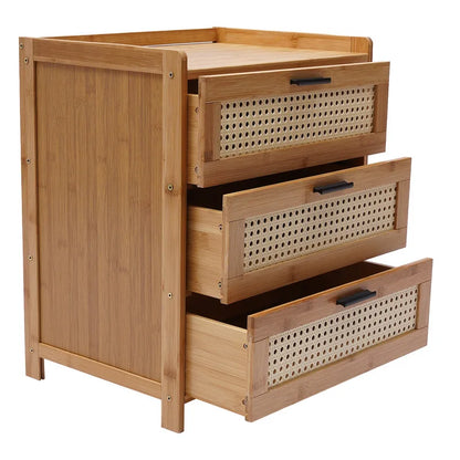 3- Drawer Bamboo Wood  Nightstand
