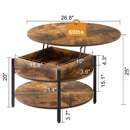 Round Lift Top Small Coffee Table