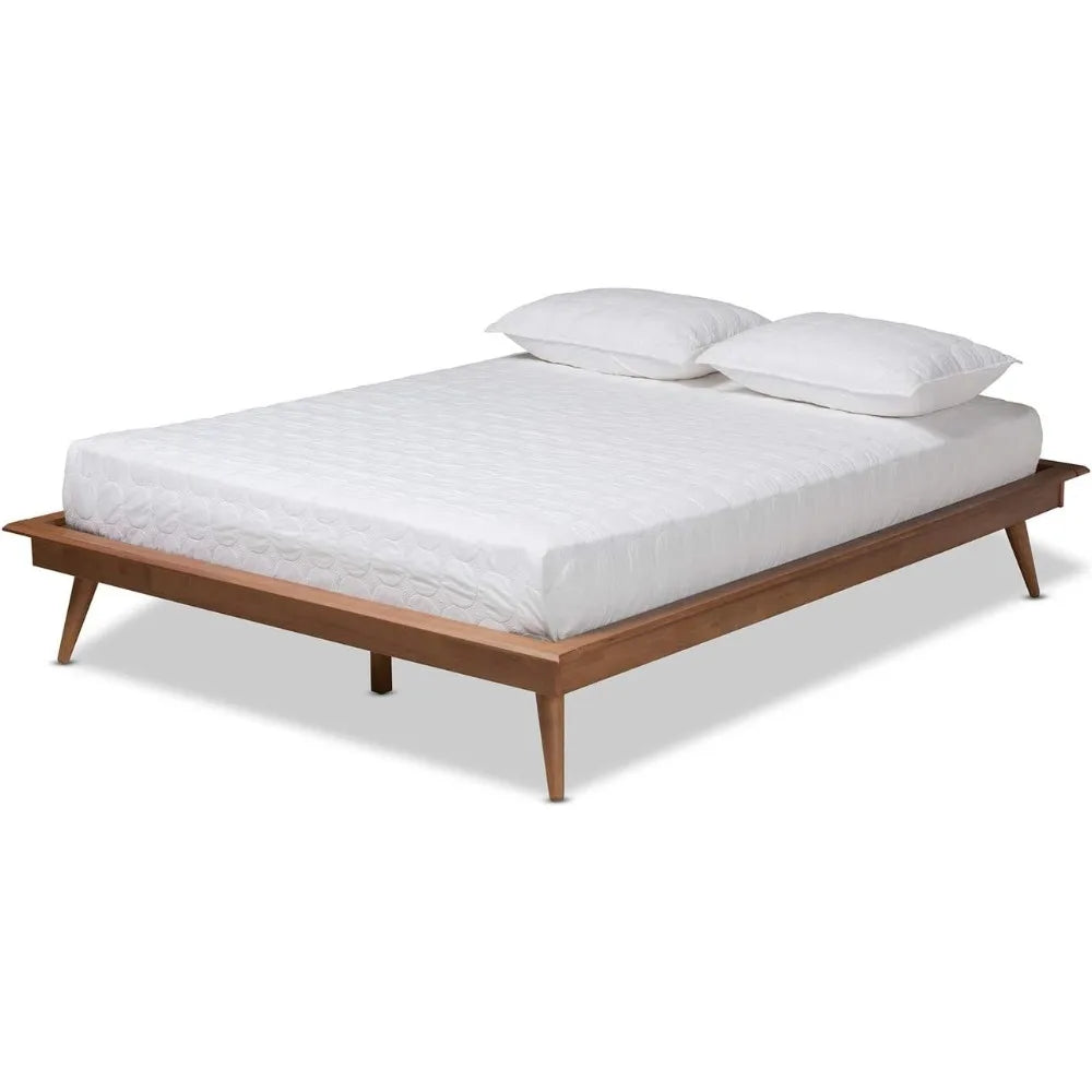 Mid-Century Walnut Queen Platform Bed