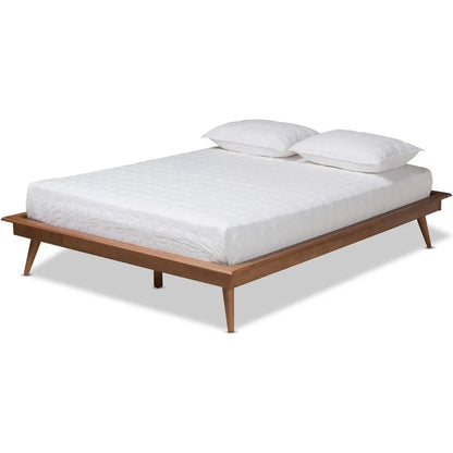 Mid-Century Walnut Queen Platform Bed