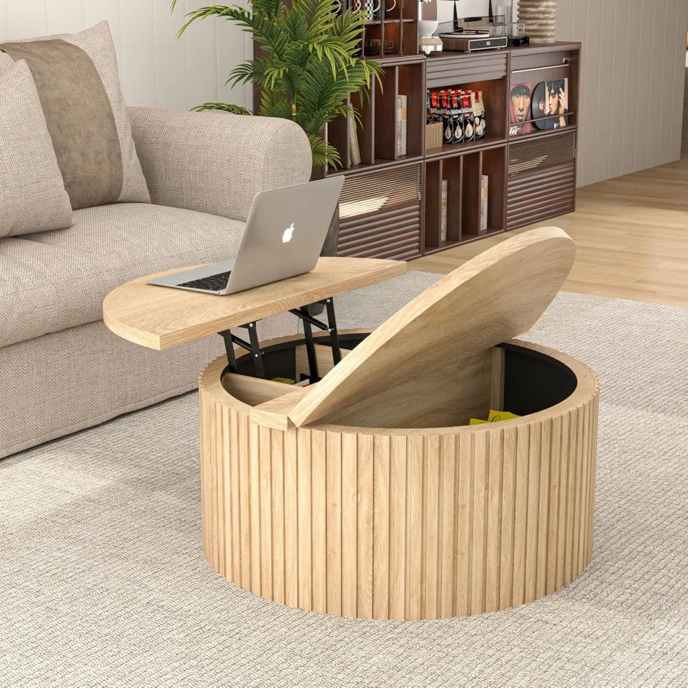 Lift-Top Fluted Coffee Table