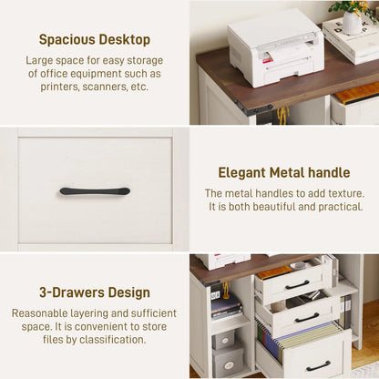 3-Drawer File Cabinet with Shelves