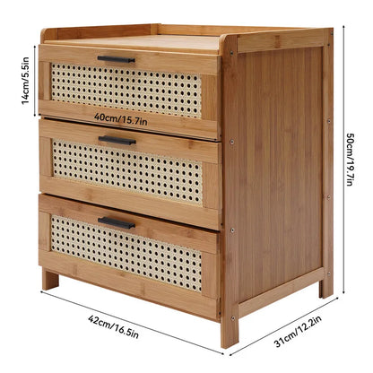 3- Drawer Bamboo Wood  Nightstand