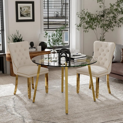 5 Piece Luxury Round Glass Dining Set