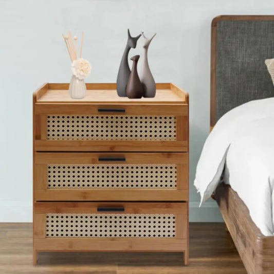 3- Drawer Bamboo Wood  Nightstand