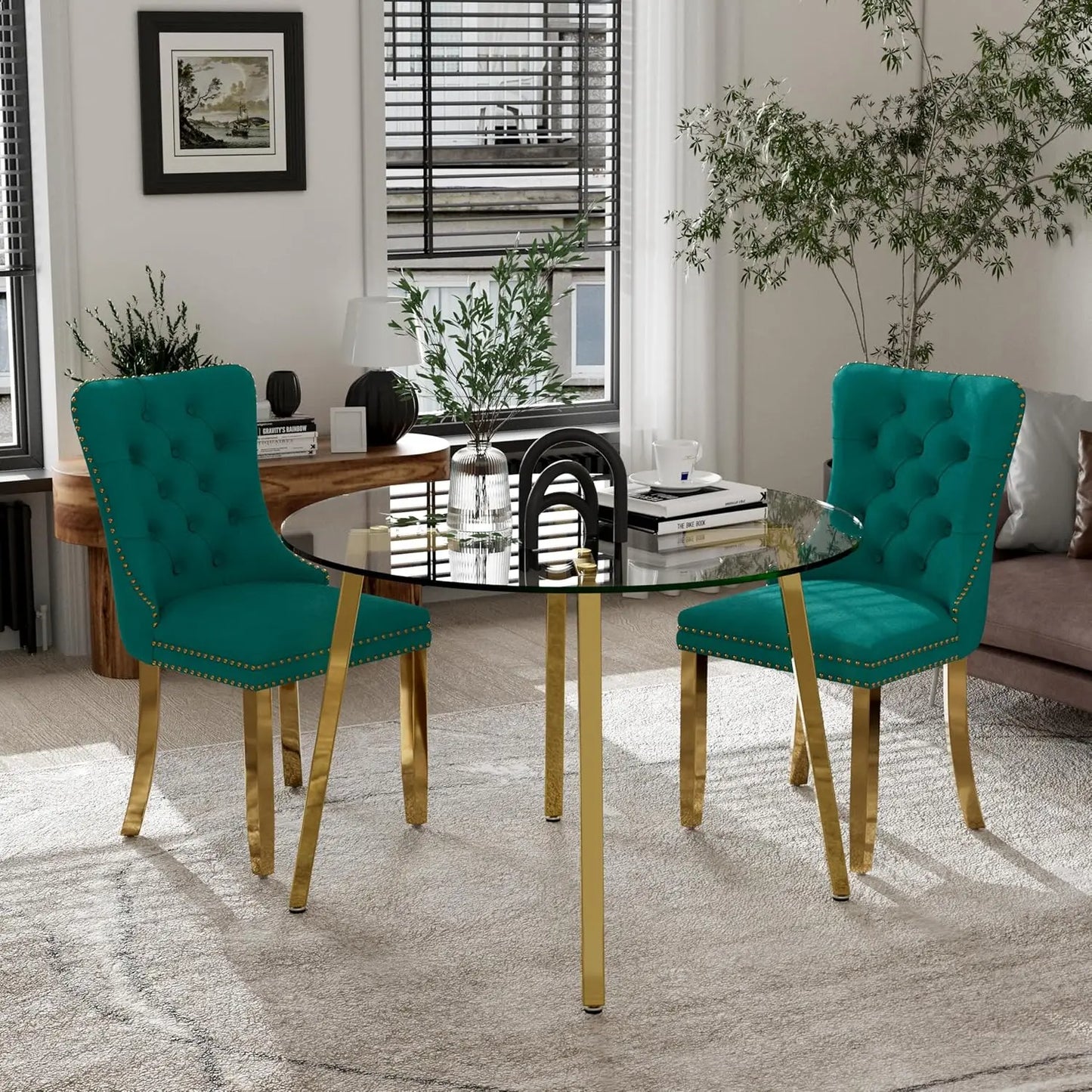 5 Piece Luxury Round Glass Dining Set