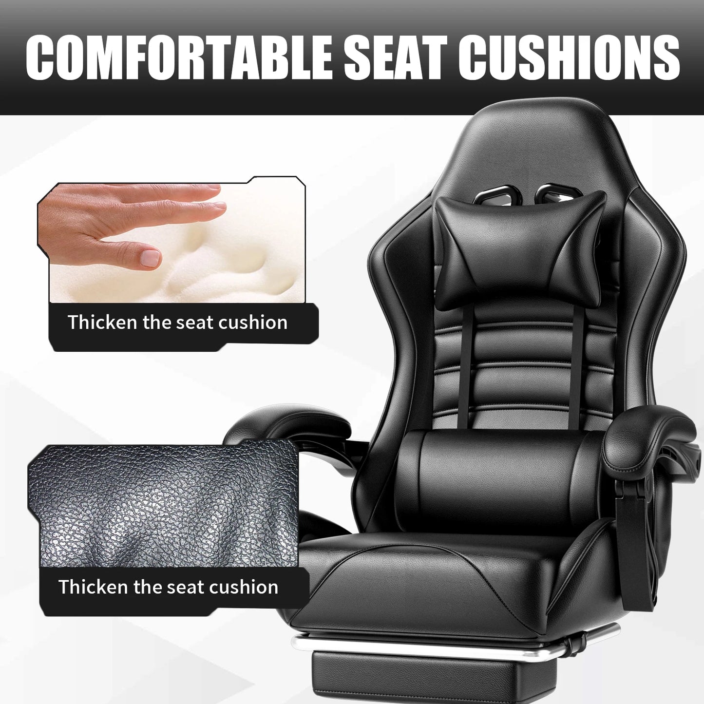 Ergonomic Gaming Chair with Footrest