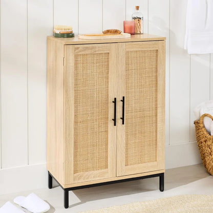 2-Door Natural Rattan Cabinet