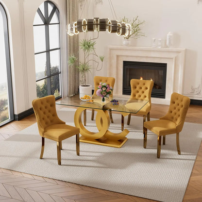 5 Pieces White Faux Marble Large Dining Set