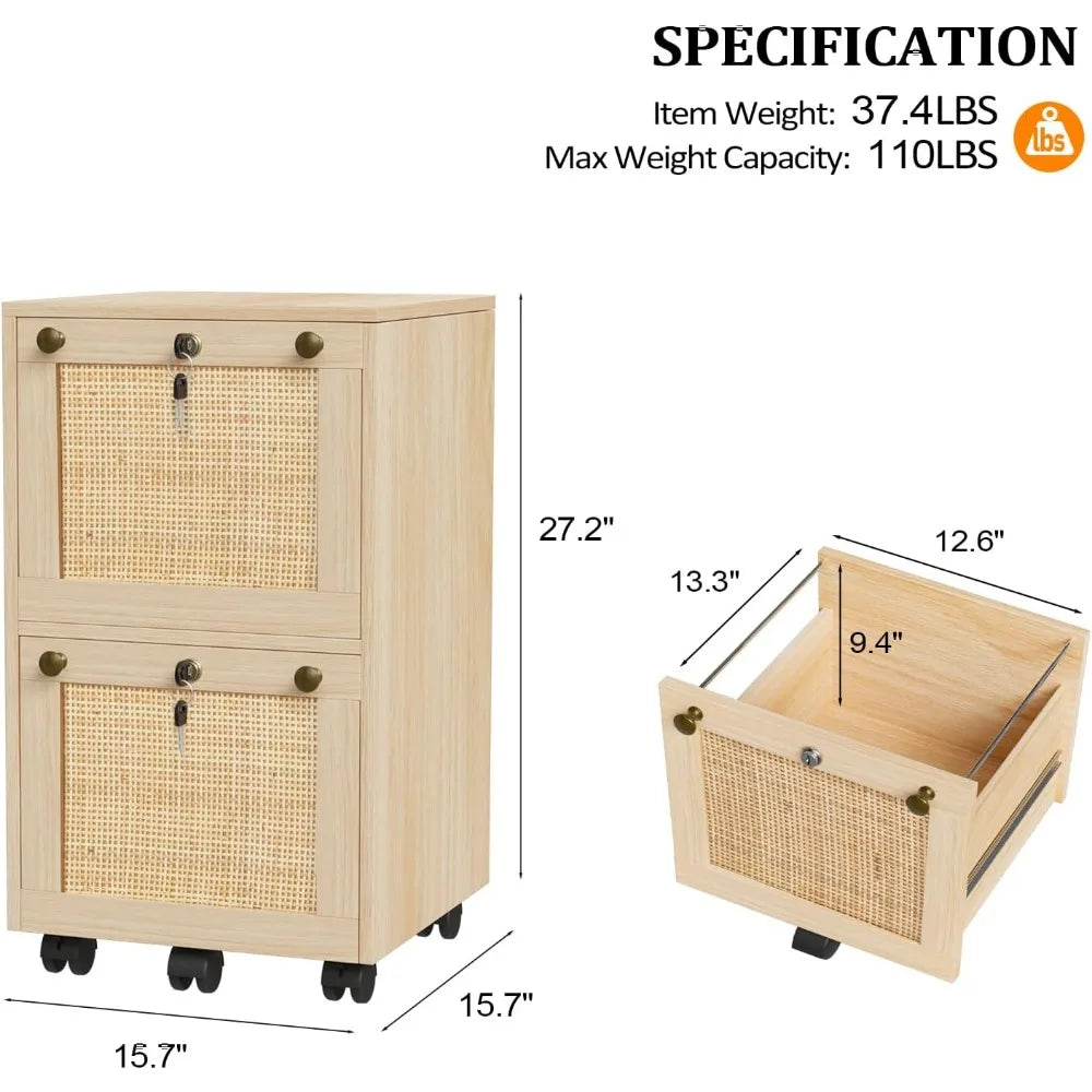 2 Drawer File Cabinet with Lock