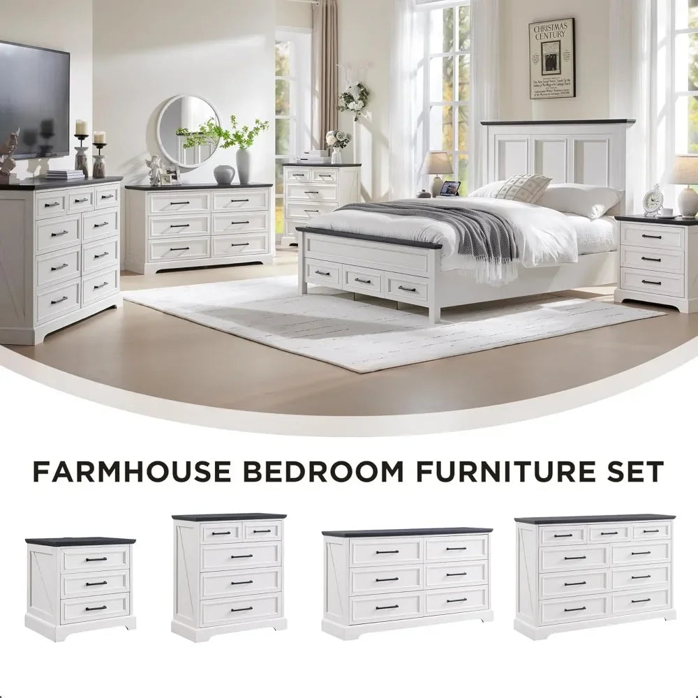 Farmhouse Nightstand with Charging Station