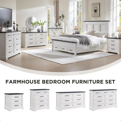 Farmhouse Nightstand with Charging Station