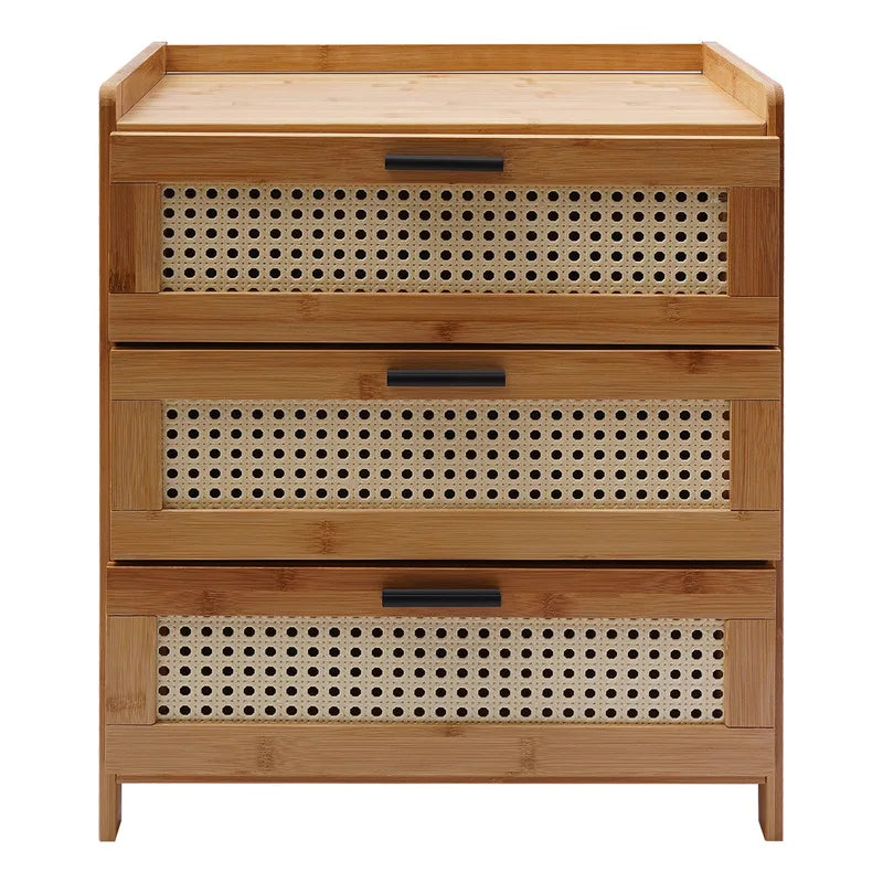 3- Drawer Bamboo Wood  Nightstand