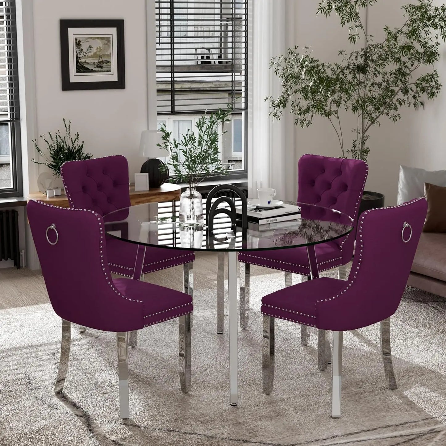 5 Piece Luxury Round Glass Dining Set
