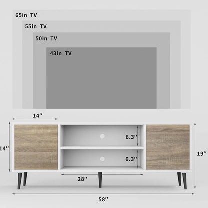 TV Stand with Storage Cabinet and Open Shelves