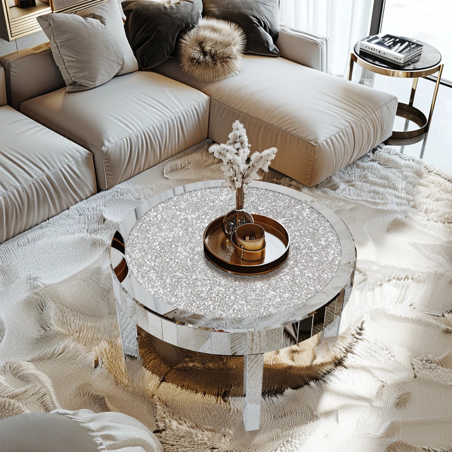 Mirrored Crystal Coffee Table